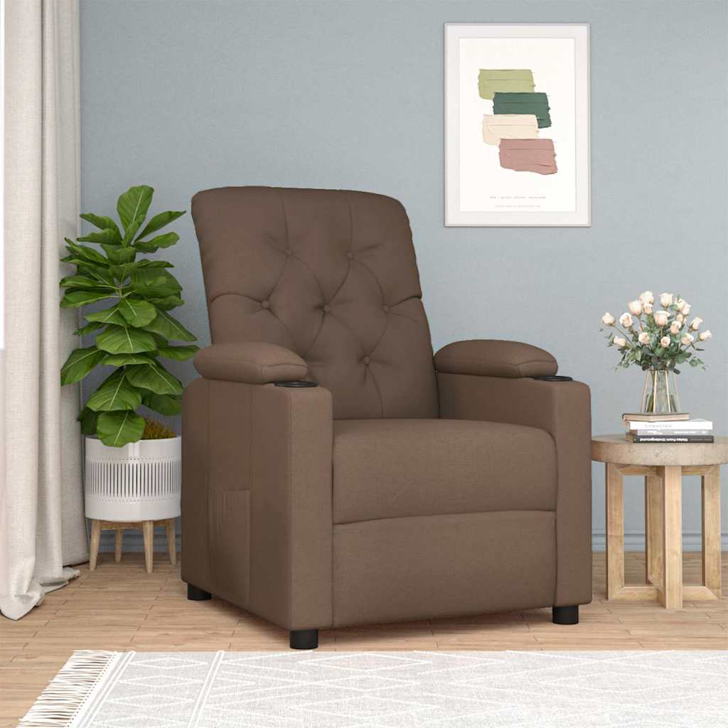 vidaXL Recliner Chair Brown Fabric