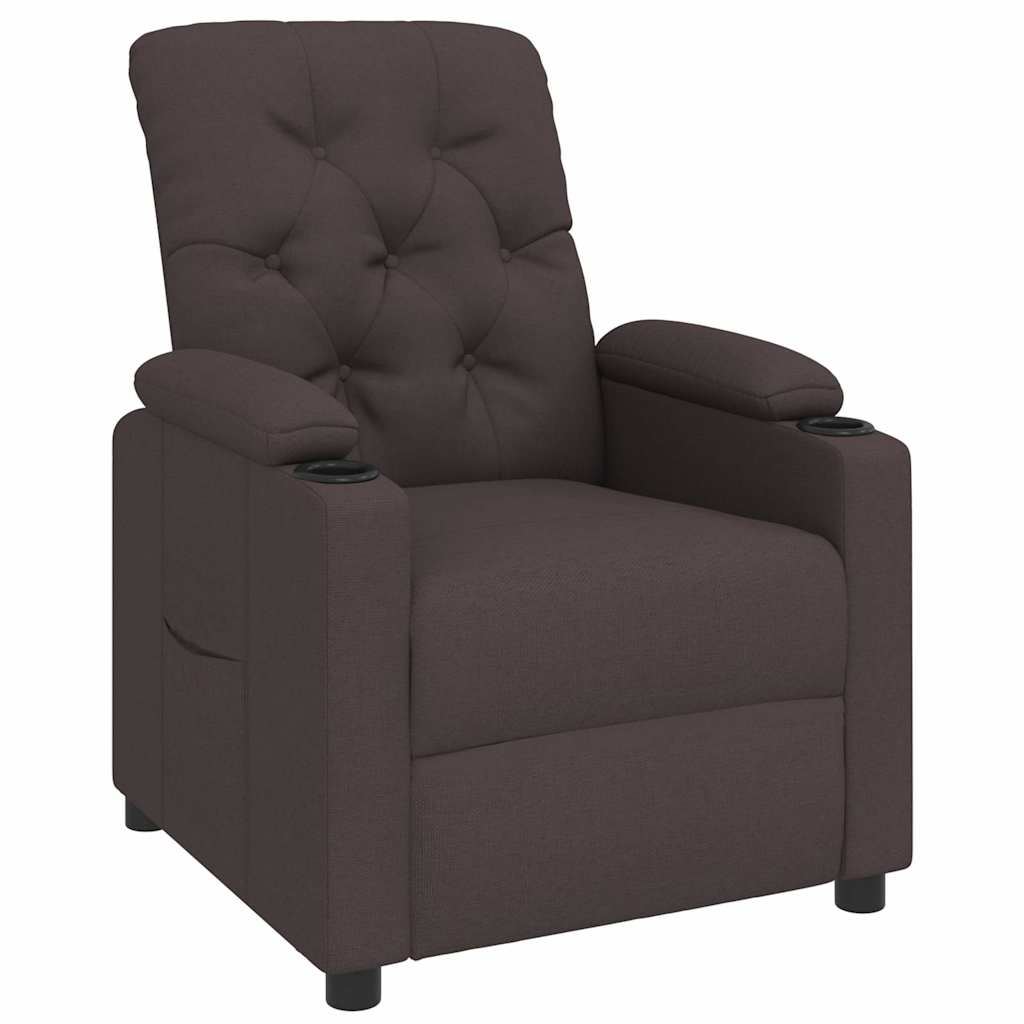 vidaXL Recliner Chair Dark Brown Fabric