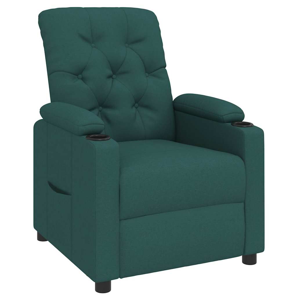 vidaXL Recliner Chair Dark Green Fabric