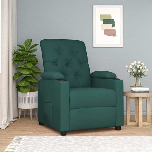 vidaXL Recliner Chair Dark Green Fabric