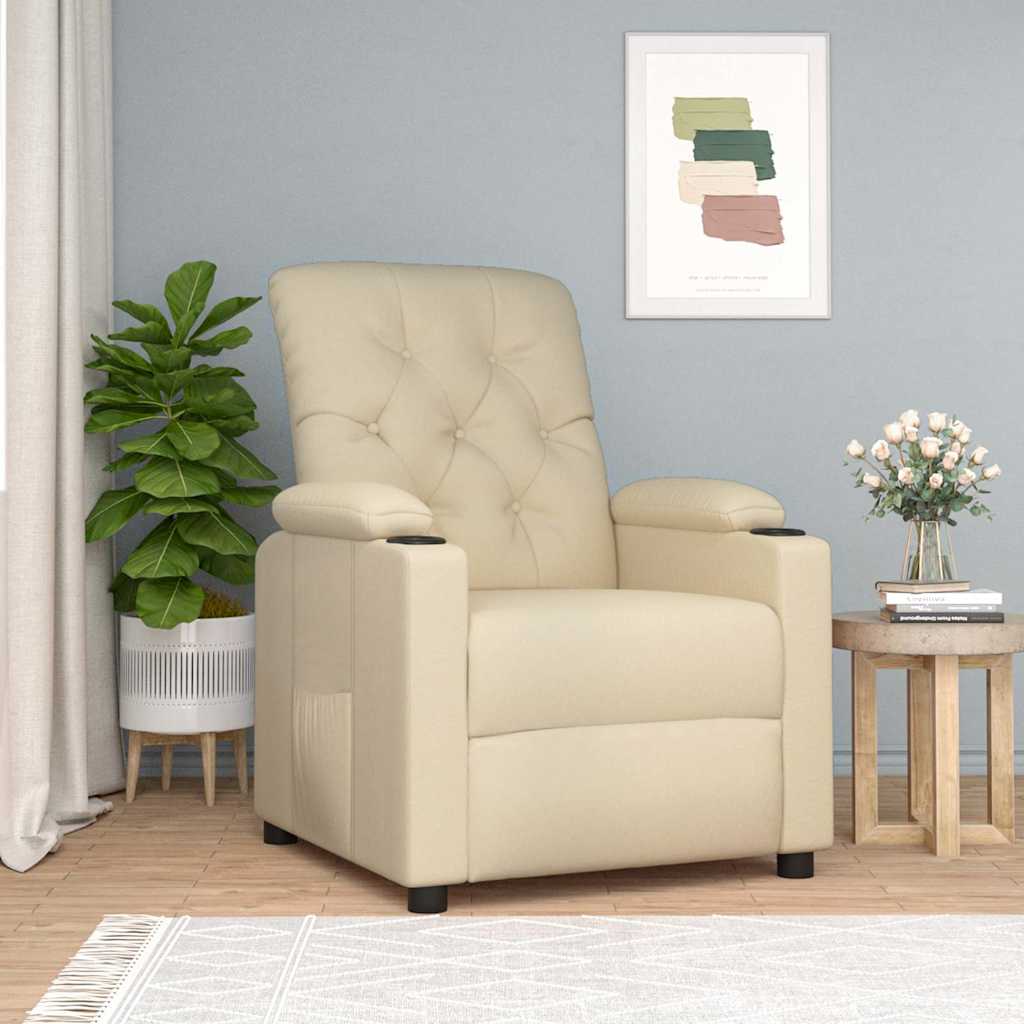 vidaXL Recliner Chair Cream Fabric