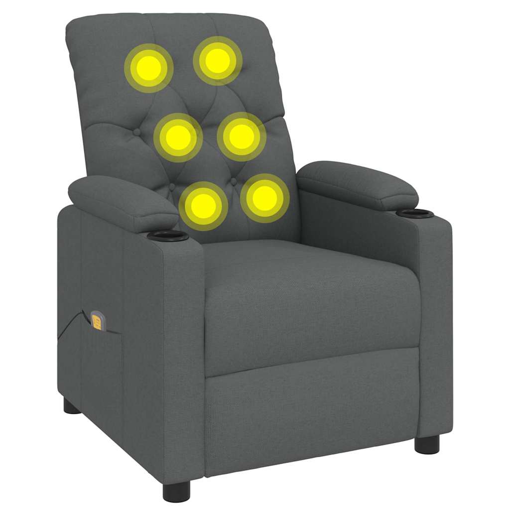 vidaXL Massage Chair Dark Grey Fabric