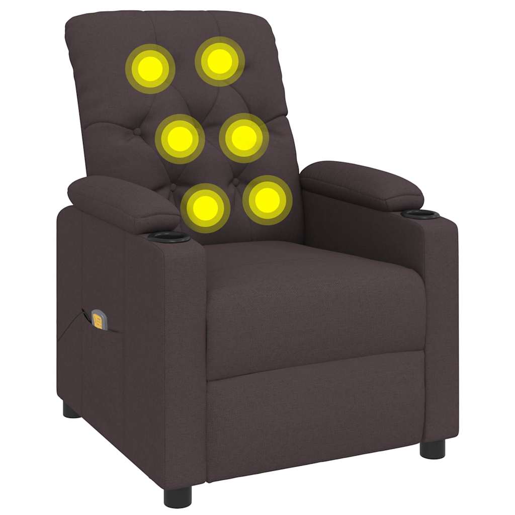 vidaXL Massage Chair Dark Brown Fabric