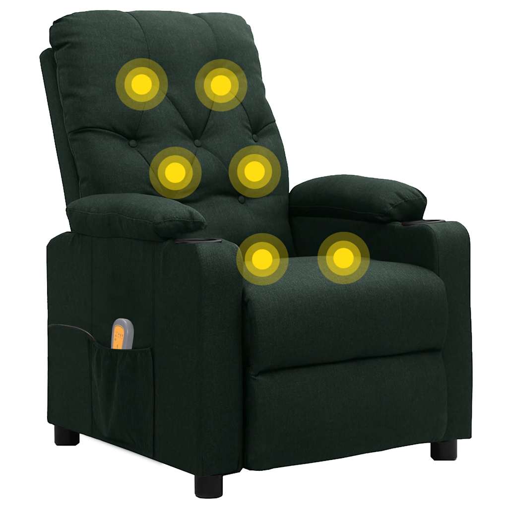vidaXL Massage Chair Dark Green Fabric