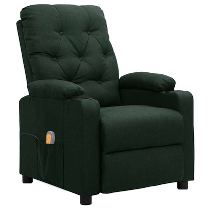 vidaXL Massage Chair Dark Green Fabric