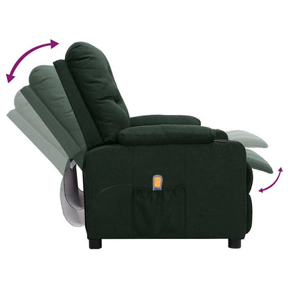 vidaXL Massage Chair Dark Green Fabric