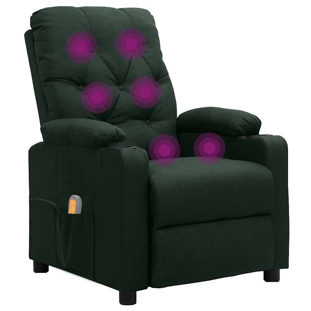 vidaXL Massage Chair Dark Green Fabric