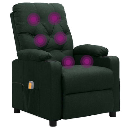 vidaXL Massage Chair Dark Green Fabric