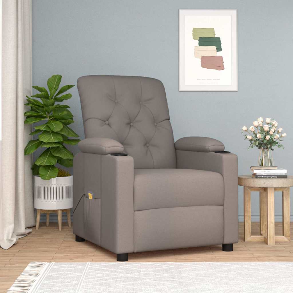 vidaXL Massage Chair Taupe Fabric