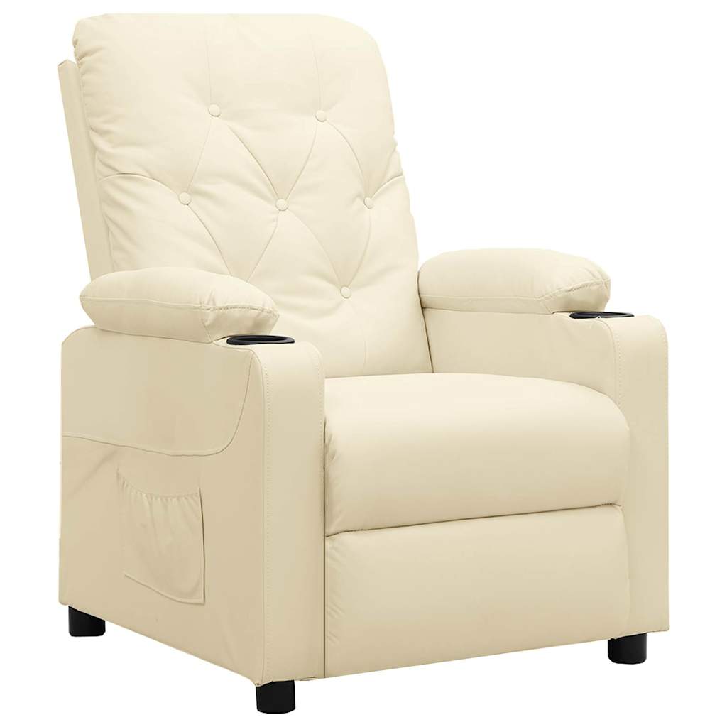 vidaXL Recliner Chair Cream Faux Leather