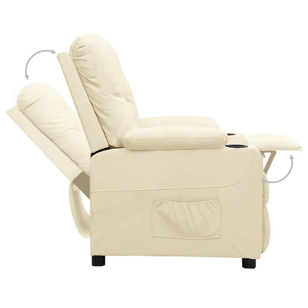 vidaXL Recliner Chair Cream Faux Leather