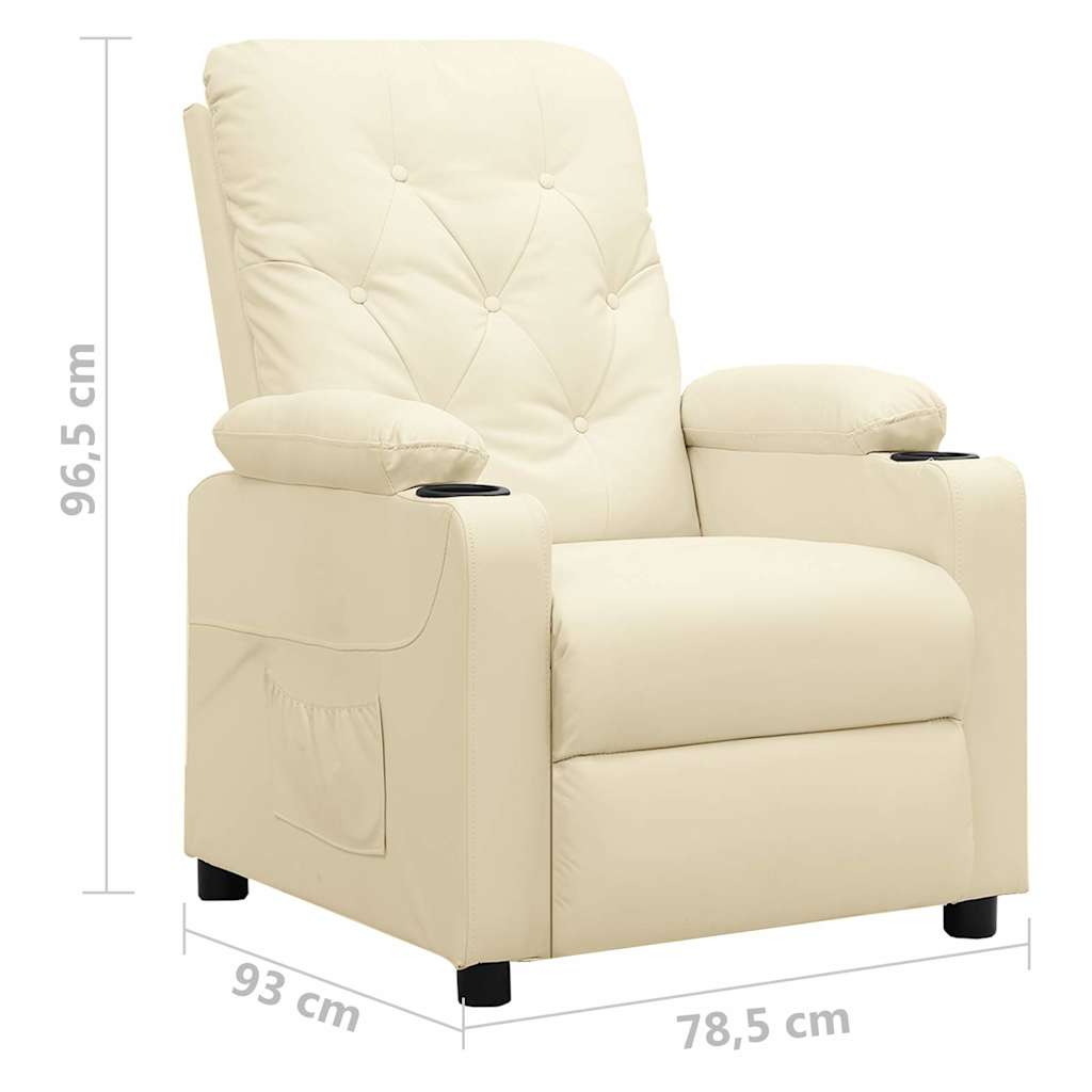 vidaXL Recliner Chair Cream Faux Leather