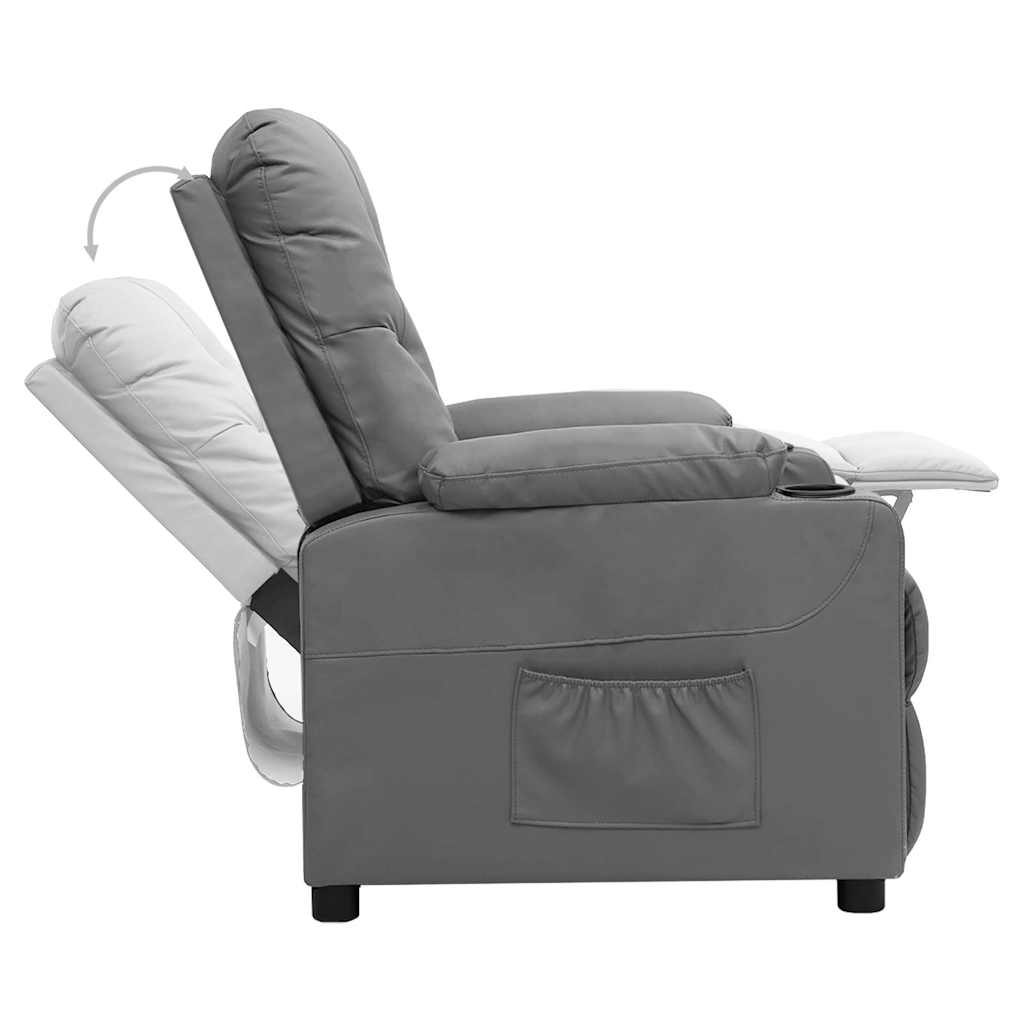 vidaXL Recliner Chair Grey Faux Leather