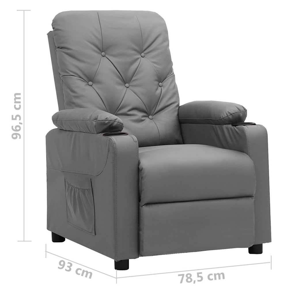 vidaXL Recliner Chair Grey Faux Leather