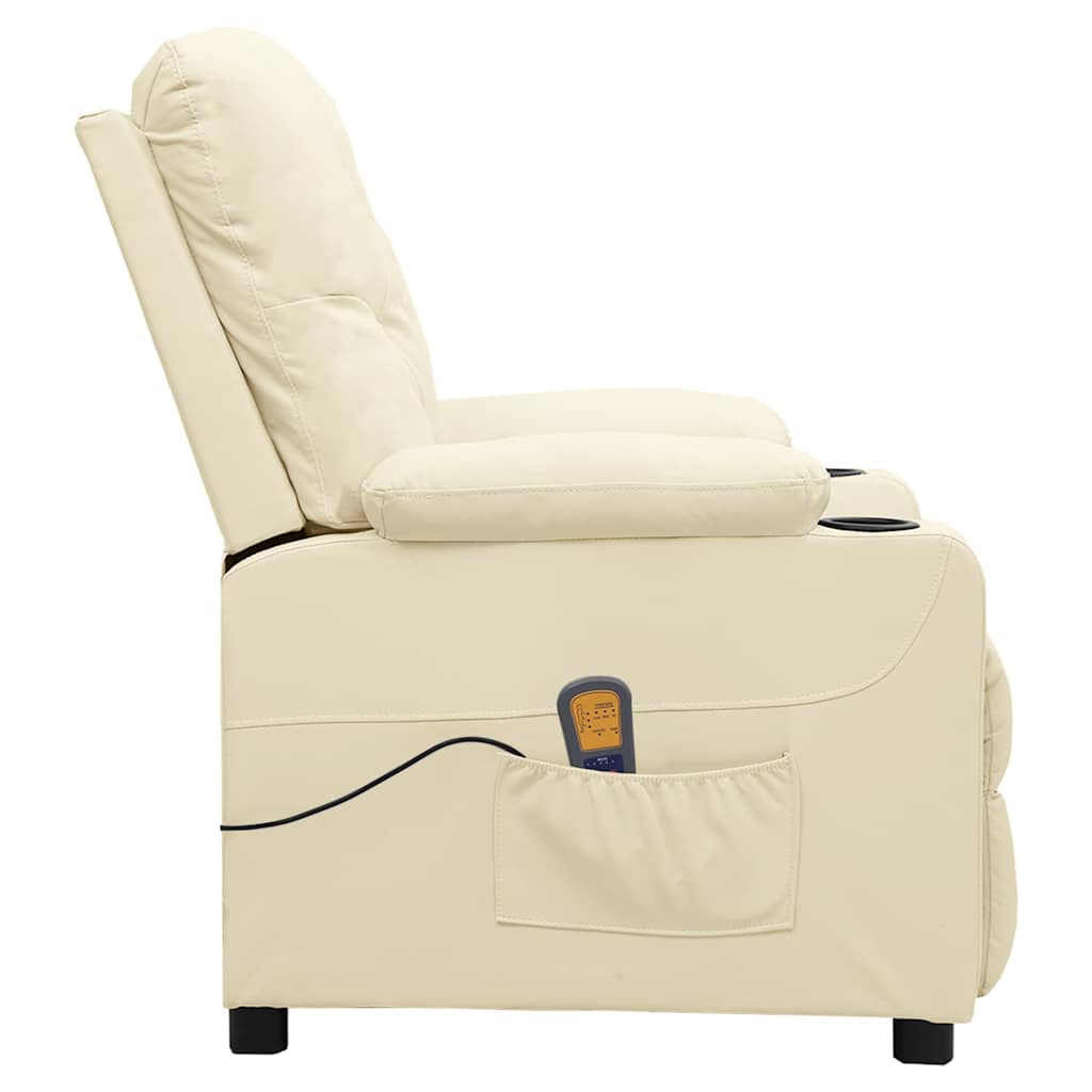 vidaXL Massage Chair Cream Faux Leather