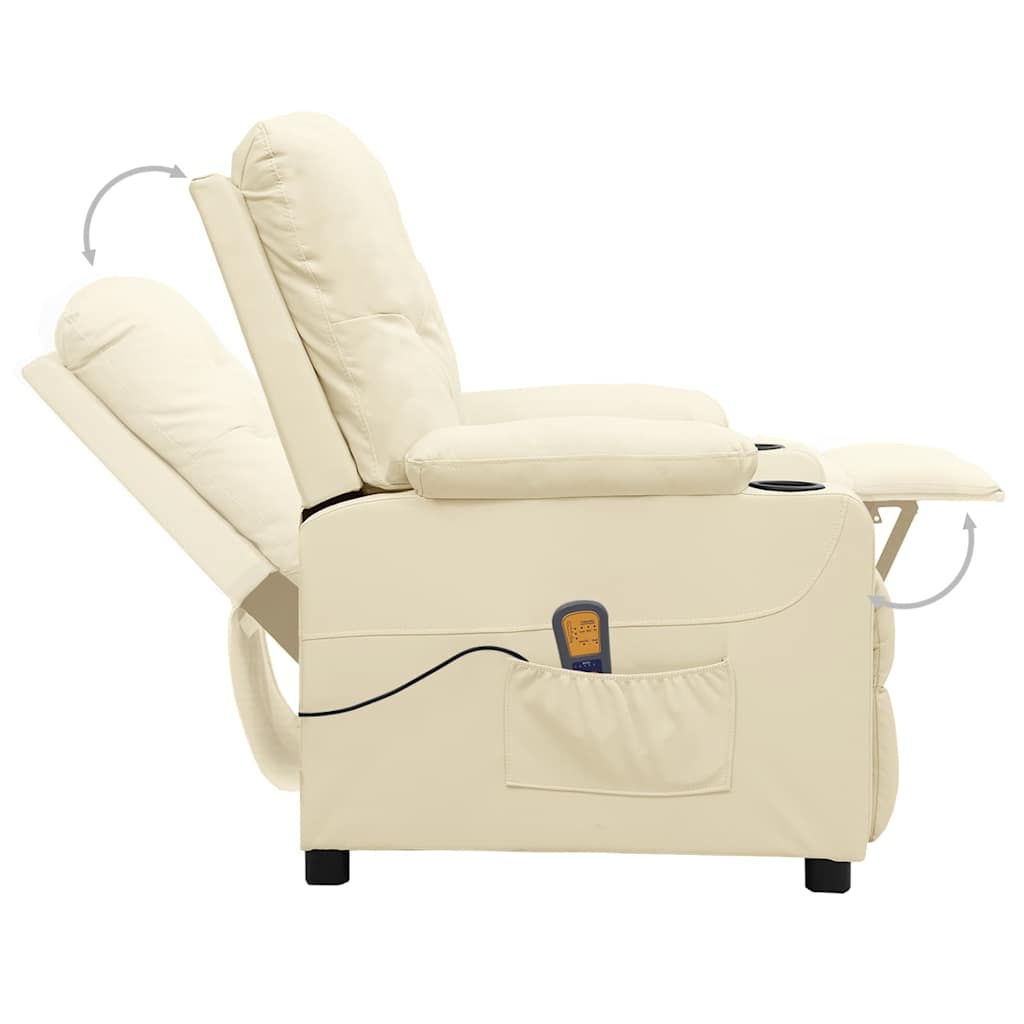 vidaXL Massage Chair Cream Faux Leather