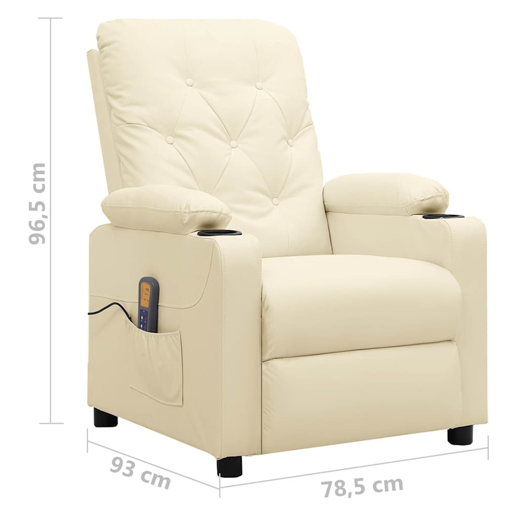 vidaXL Massage Chair Cream Faux Leather
