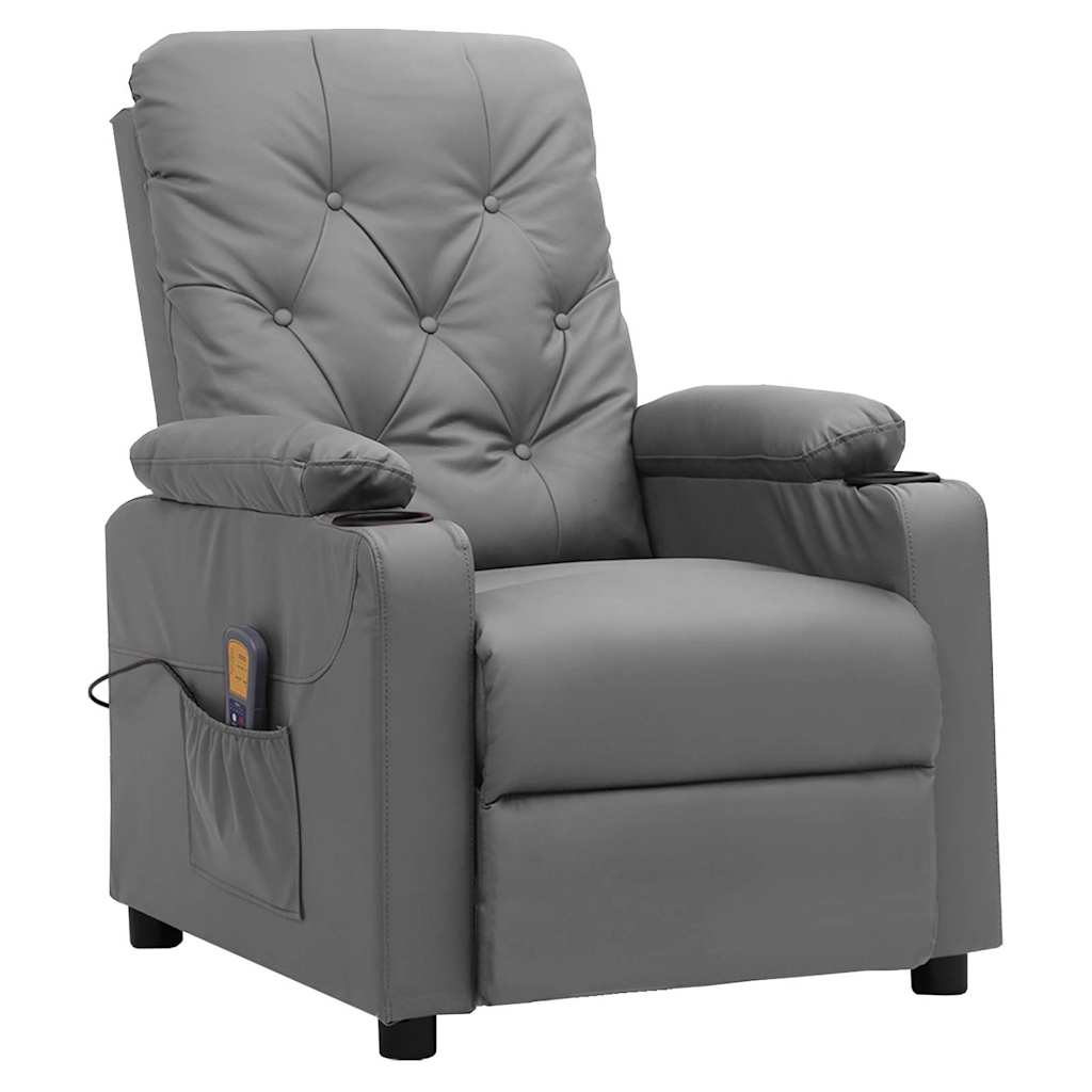 vidaXL Massage Chair Grey Faux Leather