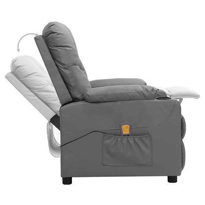 vidaXL Massage Chair Grey Faux Leather