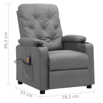 vidaXL Massage Chair Grey Faux Leather