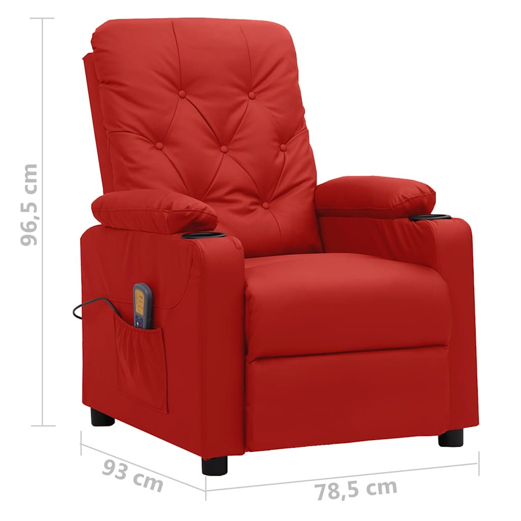 vidaXL Massage Chair Wine Red Faux Leather