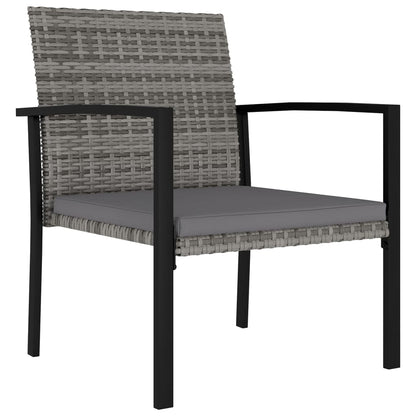 vidaXL Garden Dining Chair | Set of 4 | Grey | Poly Rattan, Powder-Coated Steel