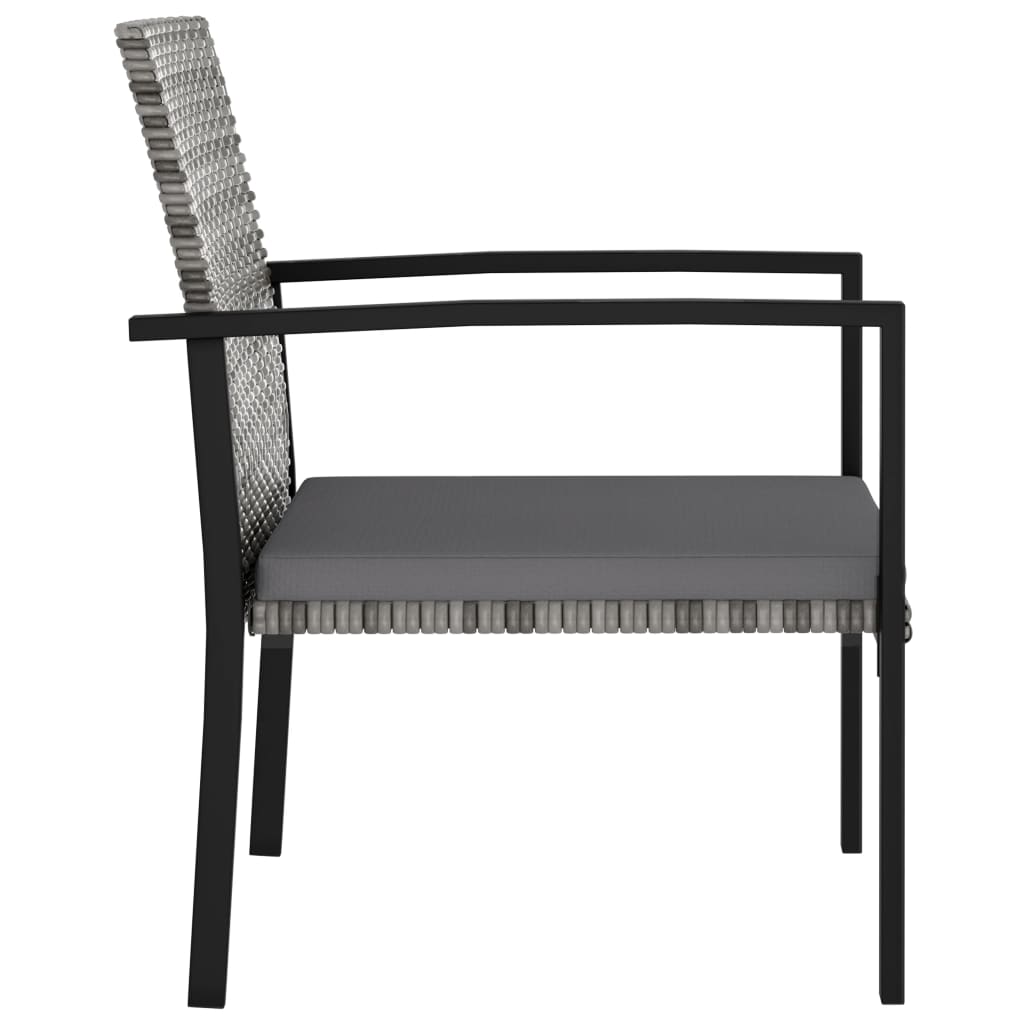 vidaXL Garden Dining Chair | Set of 4 | Grey | Poly Rattan, Powder-Coated Steel