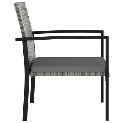 vidaXL Garden Dining Chair | Set of 4 | Grey | Poly Rattan, Powder-Coated Steel