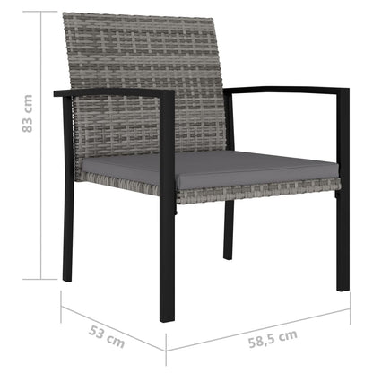 vidaXL Garden Dining Chair | Set of 4 | Grey | Poly Rattan, Powder-Coated Steel