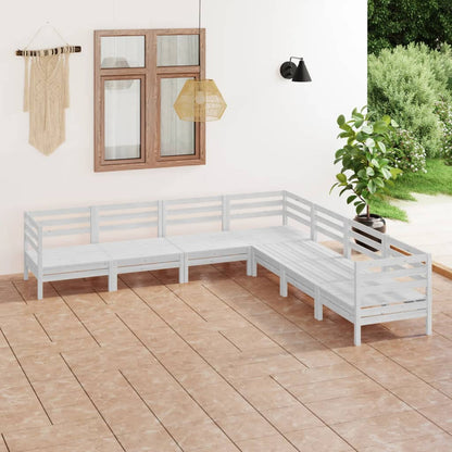 vidaXL 7 Piece Garden Lounge Set Solid Wood Pine White