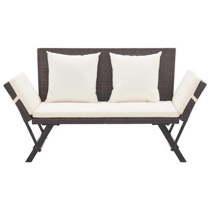 vidaXL Garden Bench with Cushions Brown 176 cm Poly Rattan