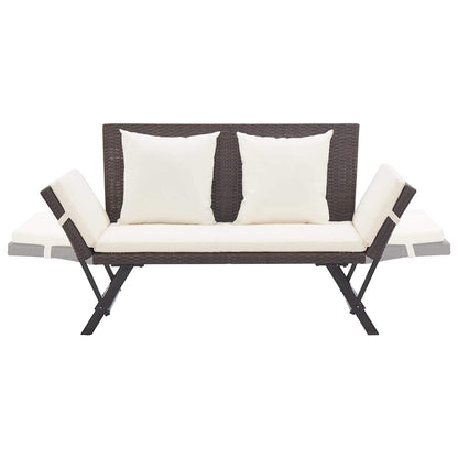 vidaXL Garden Bench with Cushions Brown 176 cm Poly Rattan