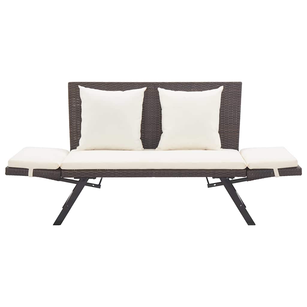 vidaXL Garden Bench with Cushions Brown 176 cm Poly Rattan