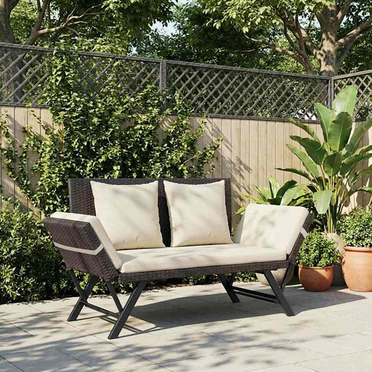 vidaXL Garden Bench with Cushions Brown 176 cm Poly Rattan