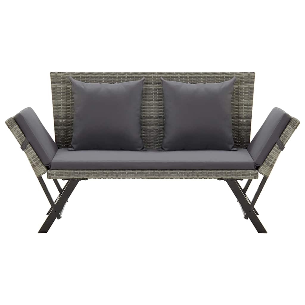 vidaXL Garden Bench with Cushions Grey 176 cm Poly Rattan