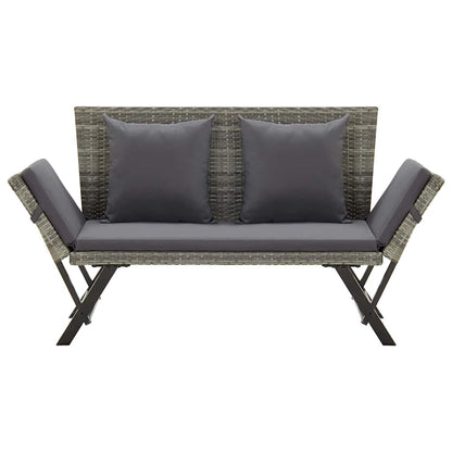 vidaXL Garden Bench with Cushions Grey 176 cm Poly Rattan