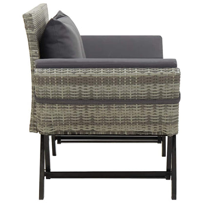 vidaXL Garden Bench with Cushions Grey 176 cm Poly Rattan