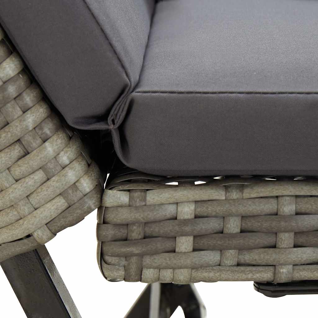 vidaXL Garden Bench with Cushions Grey 176 cm Poly Rattan