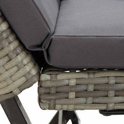 vidaXL Garden Bench with Cushions Grey 176 cm Poly Rattan