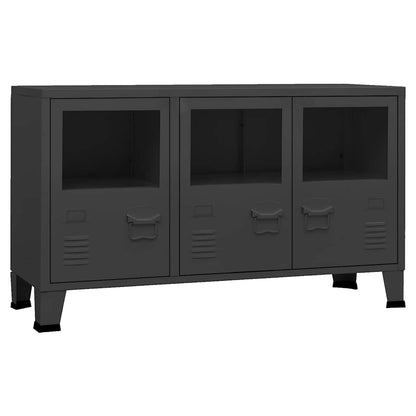 339608 vidaXL Industrial Sideboard Black 105x35x62 cm Metal and Glass