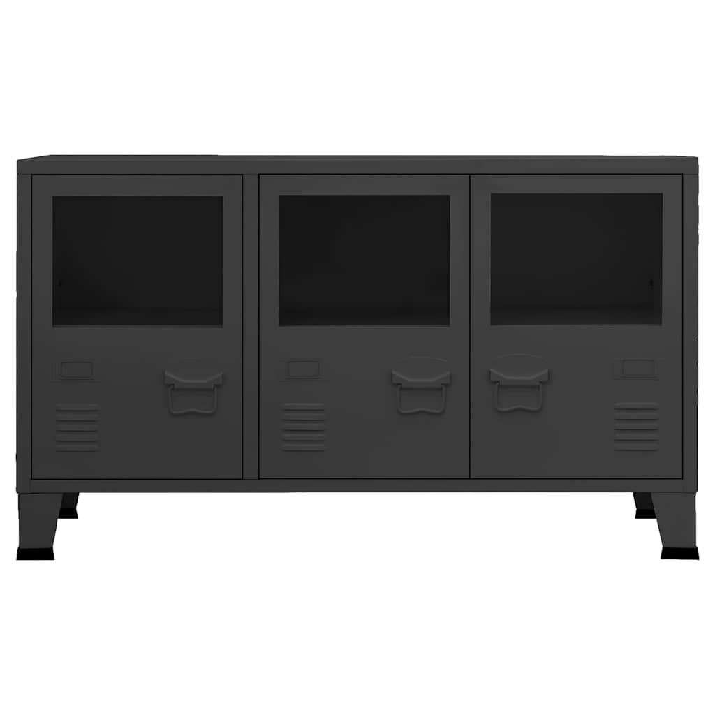 339608 vidaXL Industrial Sideboard Black 105x35x62 cm Metal and Glass
