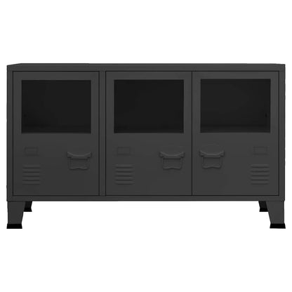 339608 vidaXL Industrial Sideboard Black 105x35x62 cm Metal and Glass