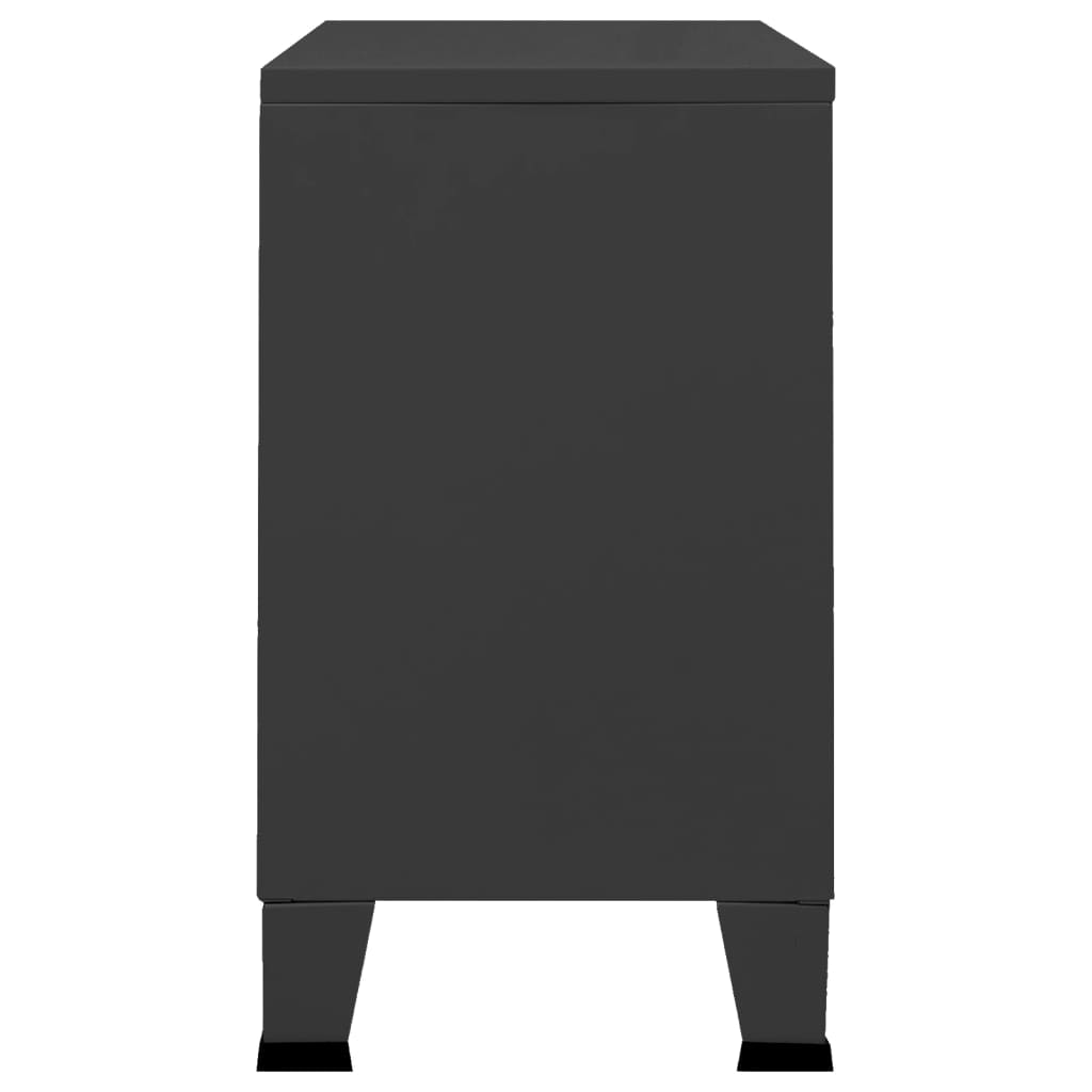 vidaXL Industrial Sideboard Black 105x35x62 cm Metal and Glass