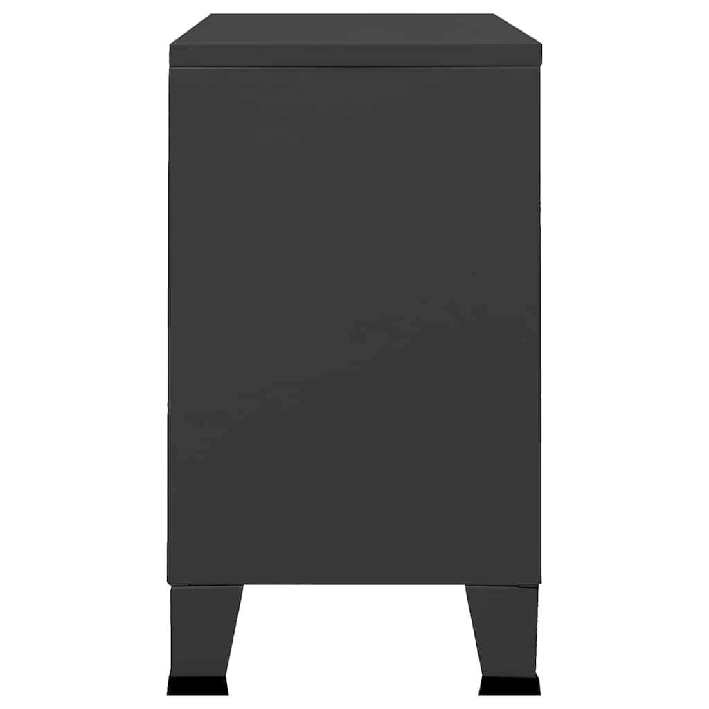 339608 vidaXL Industrial Sideboard Black 105x35x62 cm Metal and Glass