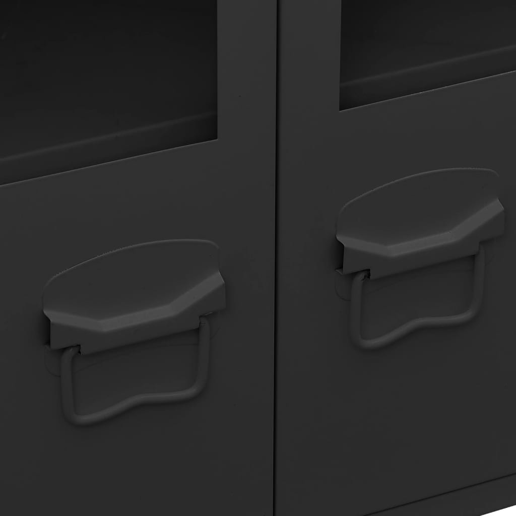 vidaXL Industrial Sideboard Black 105x35x62 cm Metal and Glass