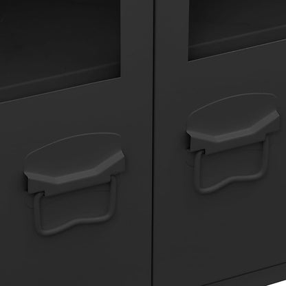 339608 vidaXL Industrial Sideboard Black 105x35x62 cm Metal and Glass