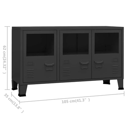 339608 vidaXL Industrial Sideboard Black 105x35x62 cm Metal and Glass
