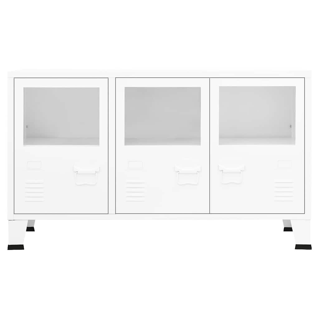 vidaXL Industrial Sideboard White 105x35x62 cm Metal and Glass