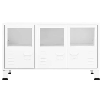 vidaXL Industrial Sideboard White 105x35x62 cm Metal and Glass