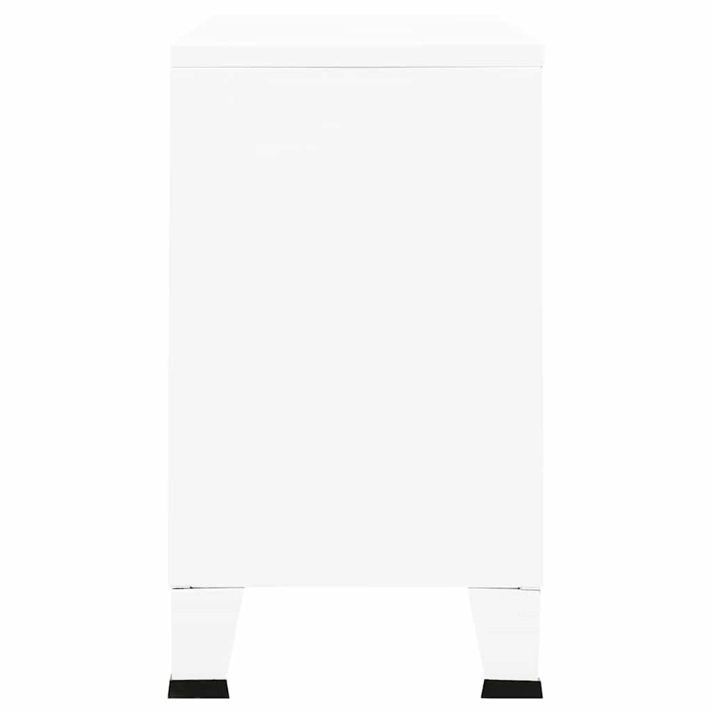 vidaXL Industrial Sideboard White 105x35x62 cm Metal and Glass
